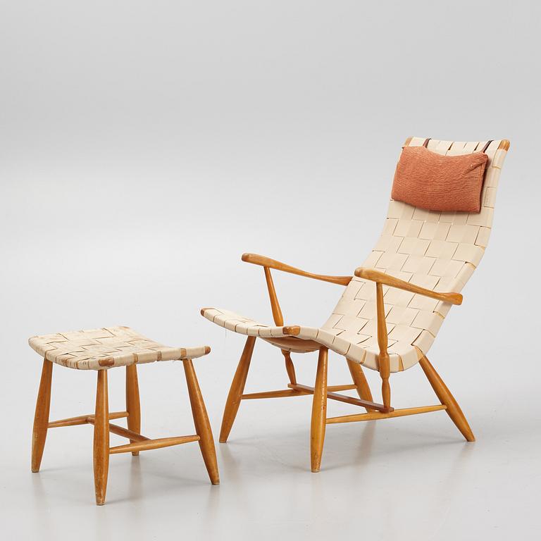 Armchair with footstool, "Anders", Yngve Ekström, second half of the 20th century.