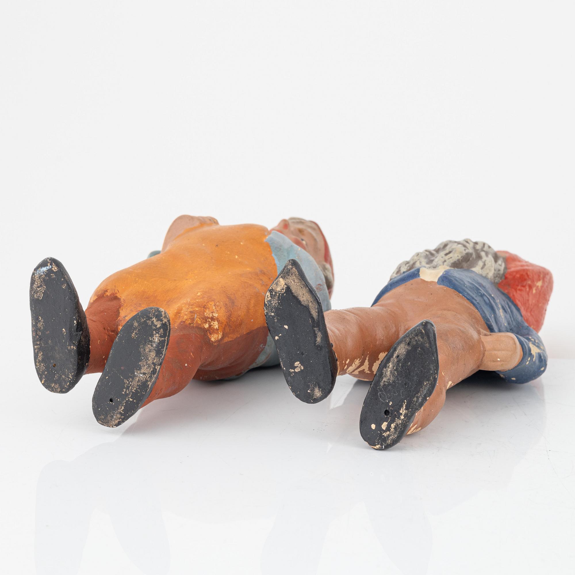 Six ceramic gnomes, first half of the 20th century.