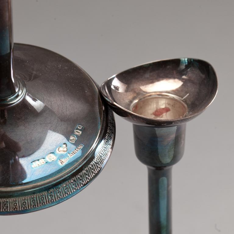 LJUSSTAKAR, ett par, silver, GAB, 1950.