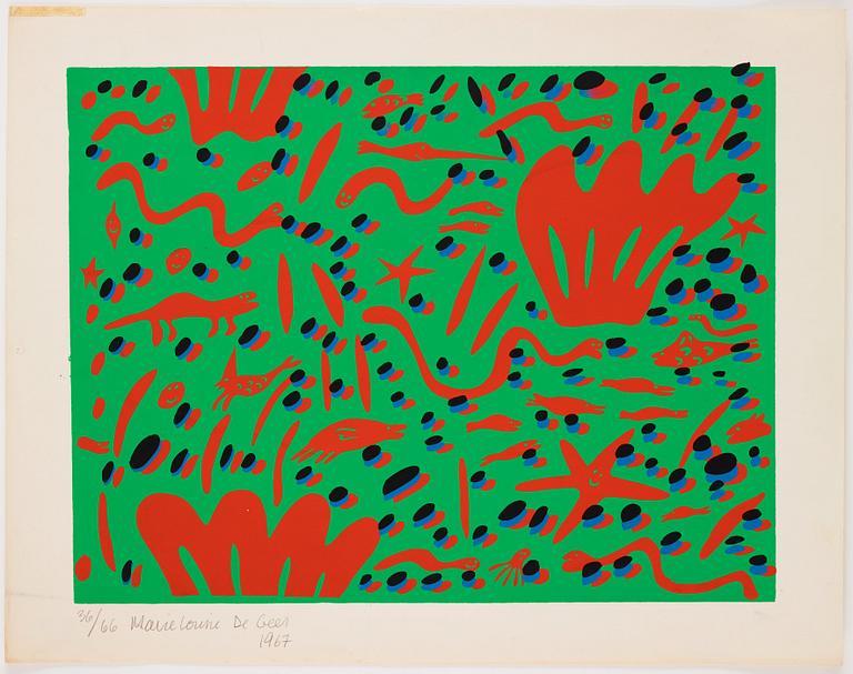 Marie-Louise Ekman, two serigraphs signed and dated 1967.