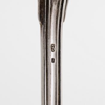 Six silver oyster forks, maker's mark of court supplier Delheid Frères, Belgium around 1900.