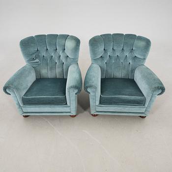 Armchairs, a pair from the 1940s/50s.