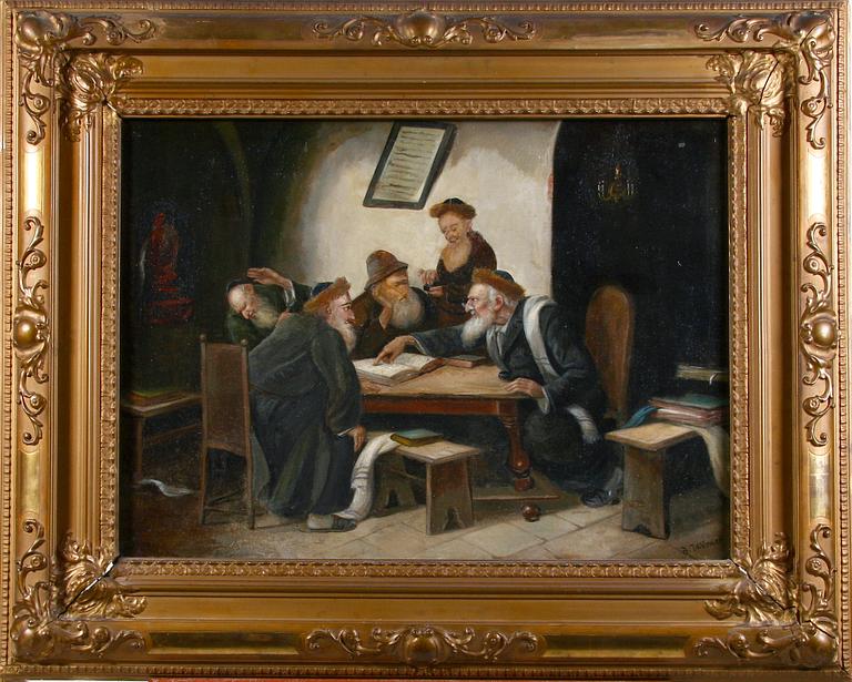 OKÄND KONSTNÄR, olja på duk, omkring sekelskiftet 1900. Bär sign.