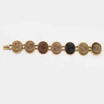 Gold and lava cameo bracelet.