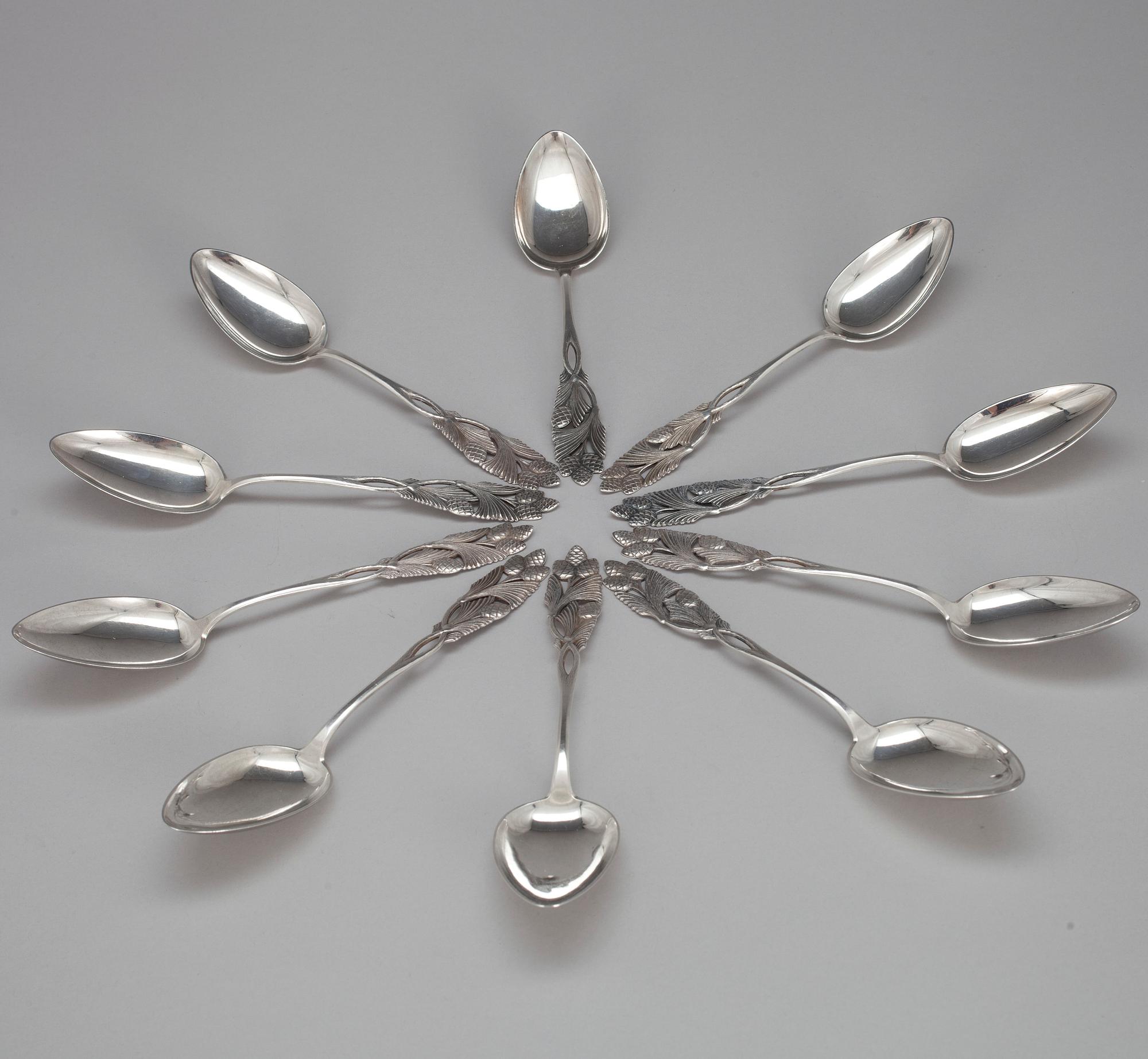 SKEDAR, 10 st, silver, Kultakeskus, Tavastehus 1930-tal. Vikt tot. 446 g.