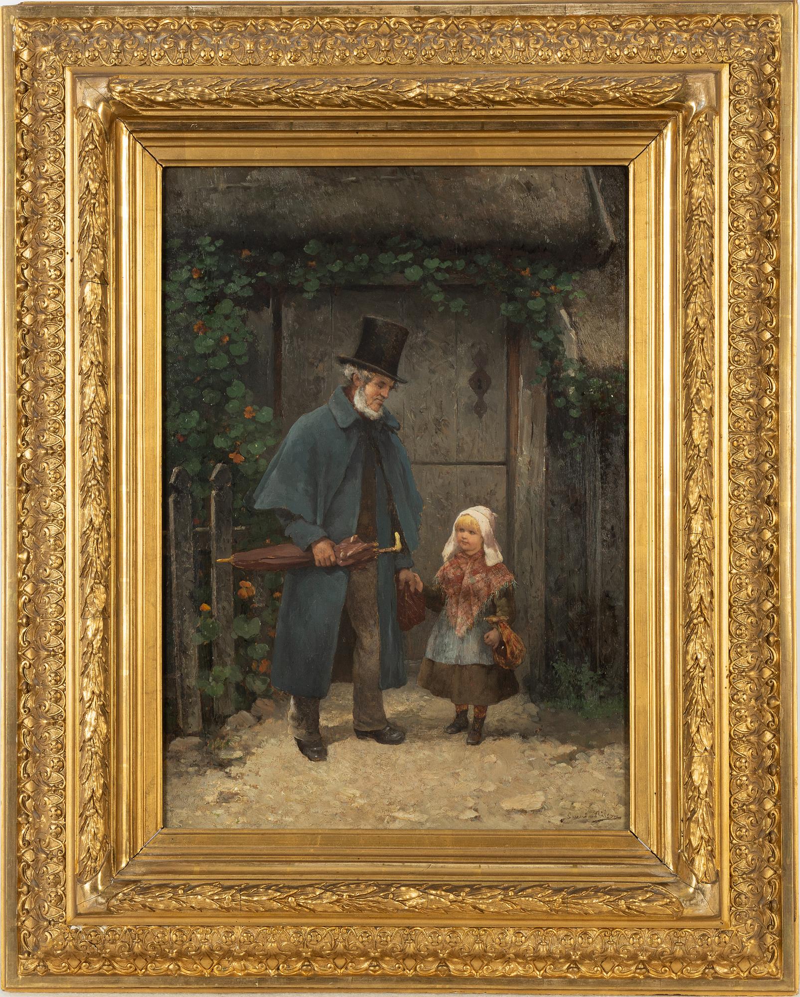 Severin Nilson, olja på pannå, signerad.