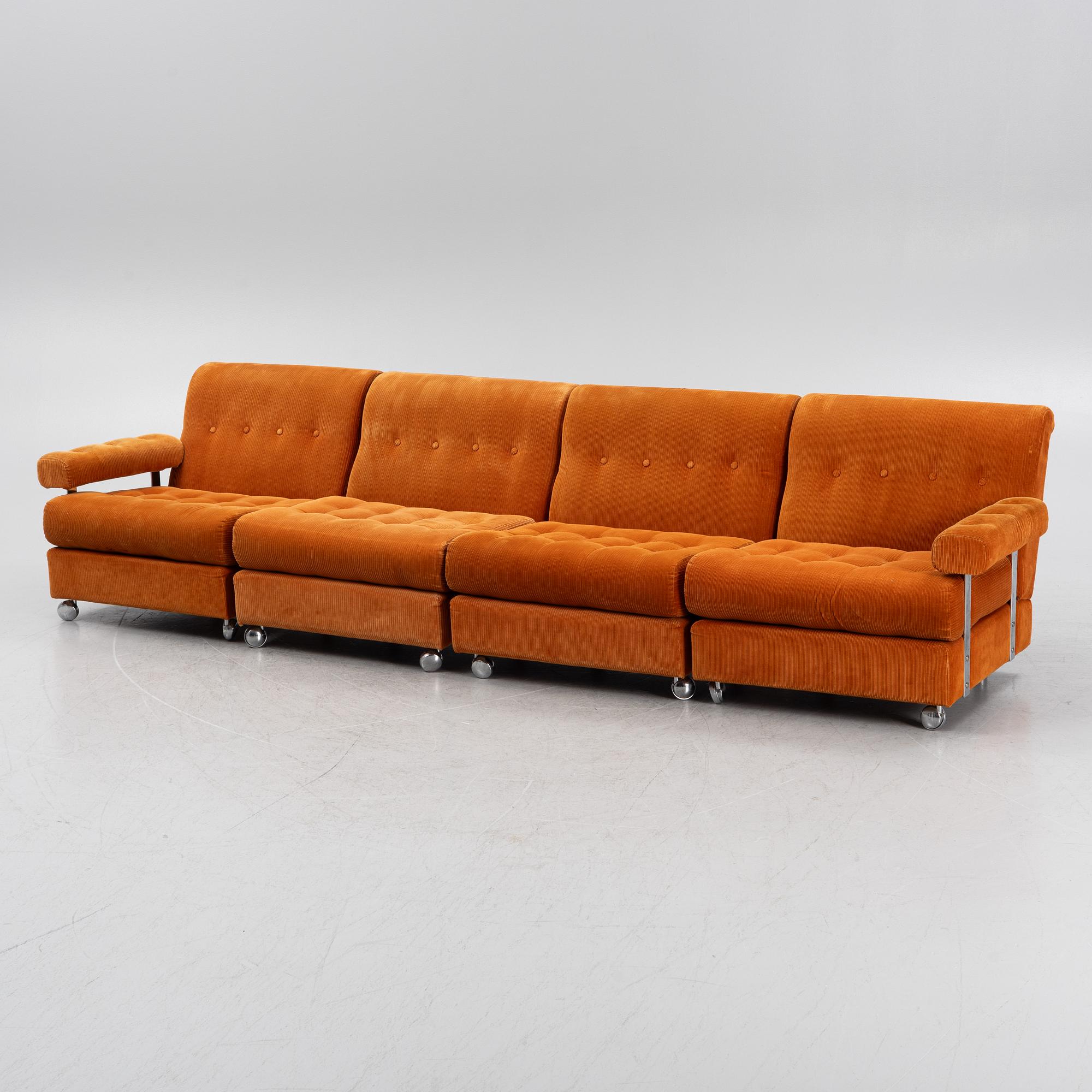 Four sofa modules/lounge chairs, 'Komfor', IKEA, Sweden, 1970's.