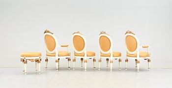 SALONGSGRUPP, 6 delar, Louis XVI stil, sent 1800-tal.