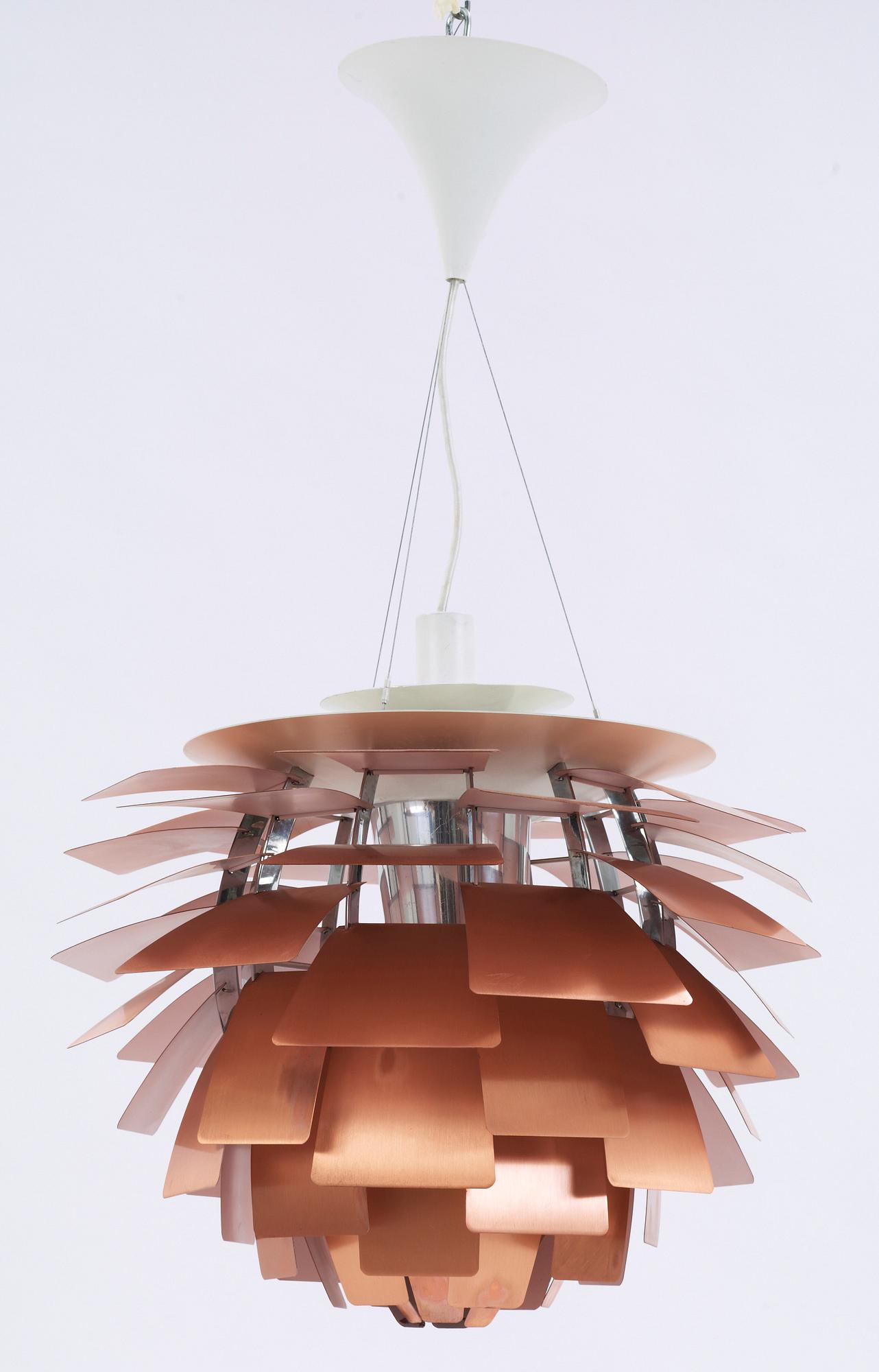 TAKLAMPA, "PH-Kotte", Poul Henningsen för Louis Poulsen, fomgiven 1957. Höjd ca 110 cm, inkl upphängning.