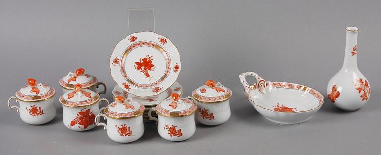 SERVISDELAR, 8 st, porslin, rokokostil, Herend, 1900-talets andra hälft.