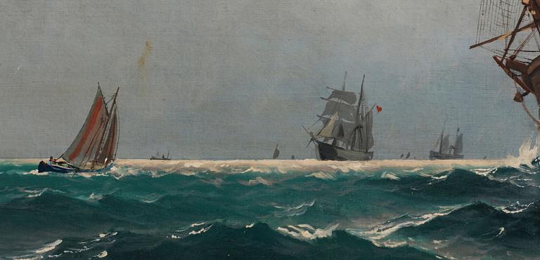 Vilhelm Victor Bille, "Skepp på redden vid Kronborg".