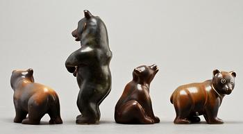 FIGURINER, 4 st, stengods, Gunnar Nylund samt Karl Grössl, Rörstrand.