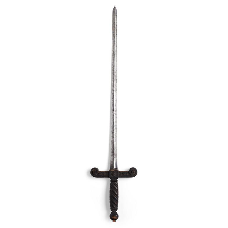 SWORD, Swedish, m/1773. Later wooden 19th century hilt.