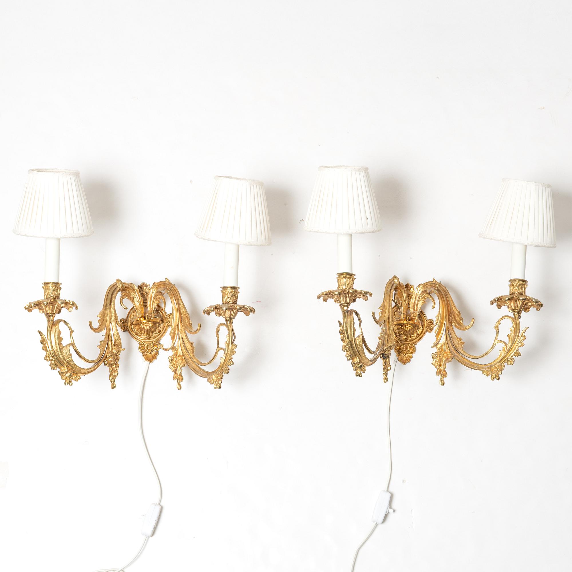 Wall sconces, a pair, circa 1900.