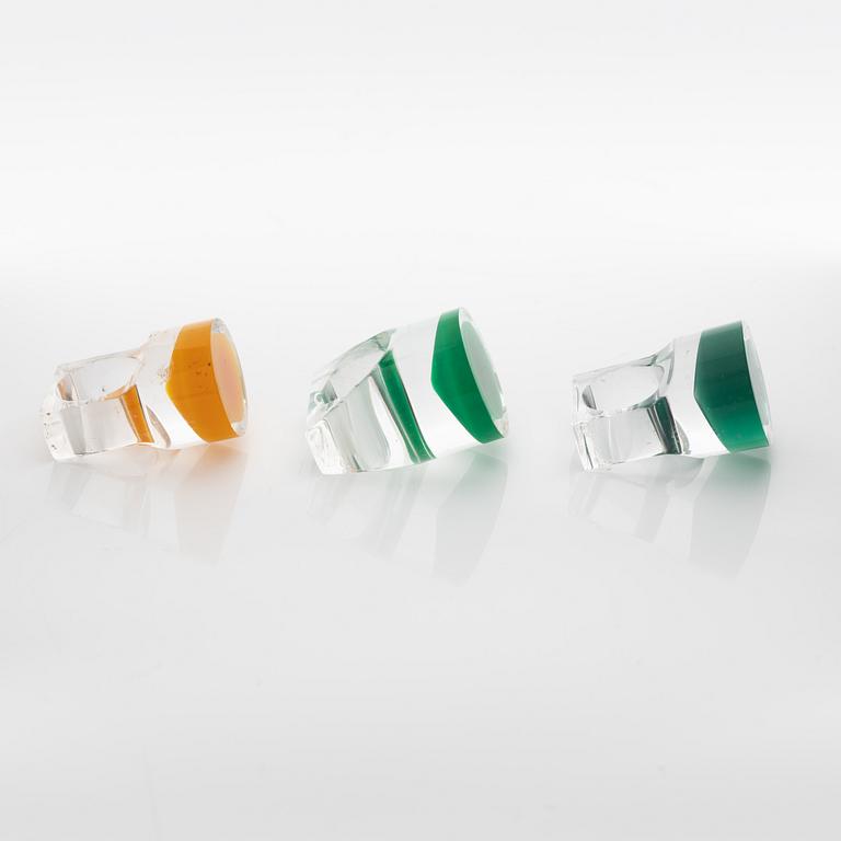 Siv Lagerström, three acrylic plastic rings, 1970s.
