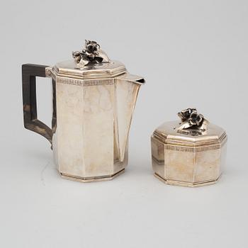 ATELIER BORGILA, A sterling silver coffee pot and sugar bowl. Stockholm 1934 and 1944.