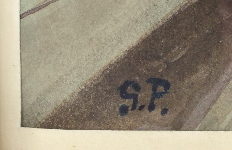 OKÄND KONSTNÄR, akvarell, monogramsignerad.