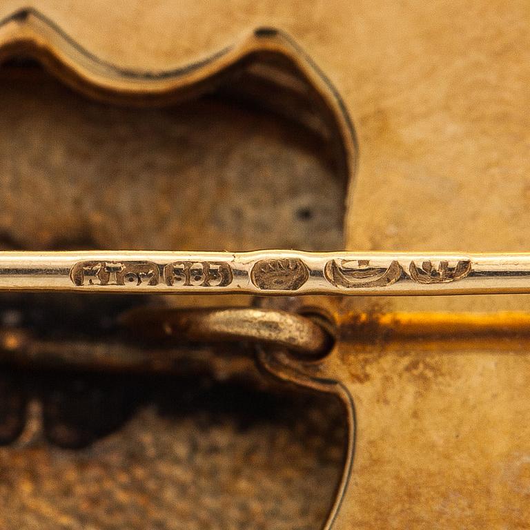 A 14K gold brooch with enamel. Kello-Tuomi Oy, Helsinki 1969.