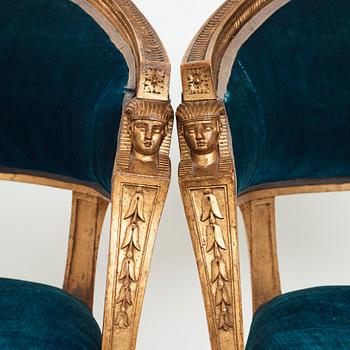 A pair of late Gustavian armchairs by Ephraim Ståhl (master in Stockholm 1794-1820).