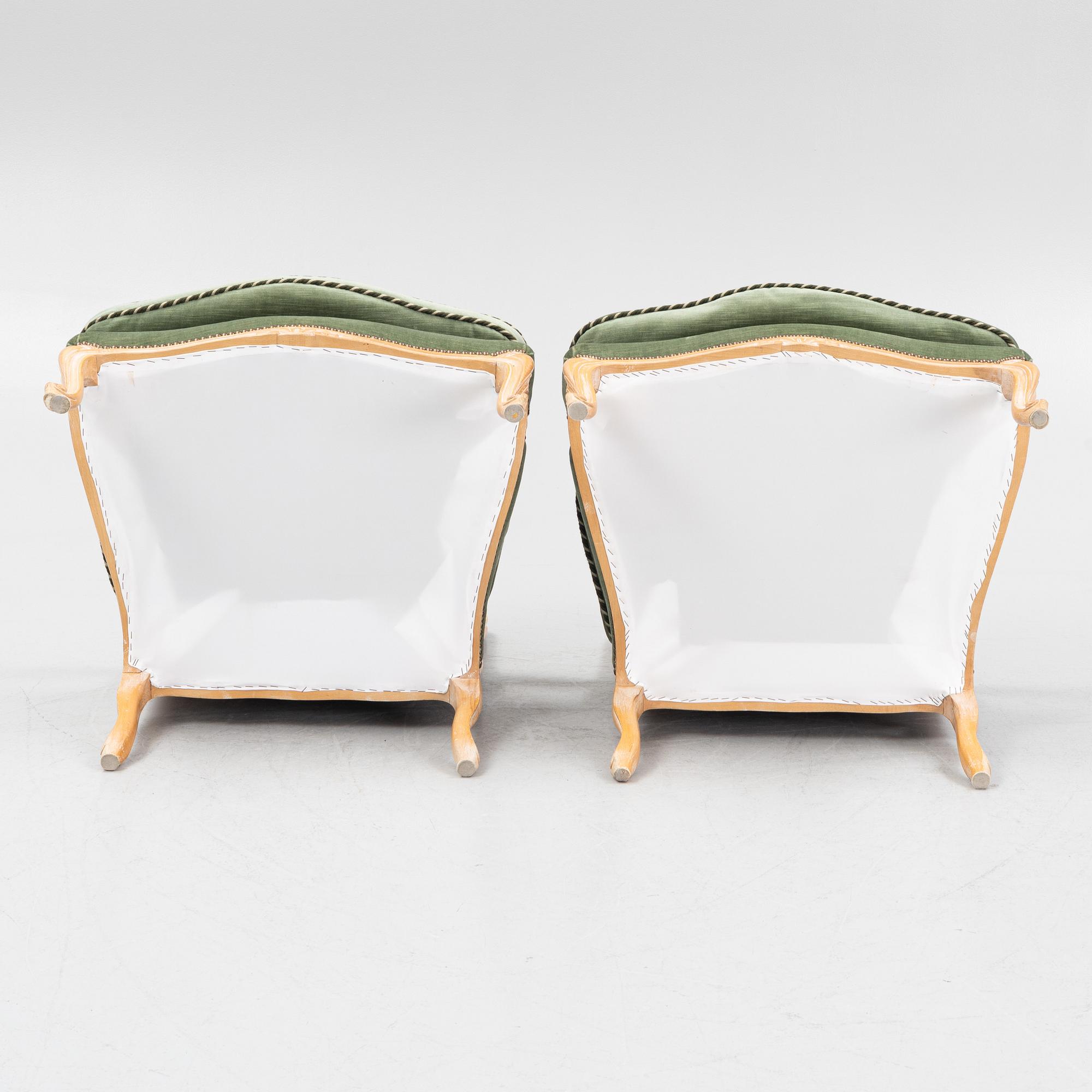 Armchairs, a pair, Rococo style, second half of the 20th century.
