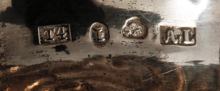 SOCKERSKÅL, silver, nyrokoko, Anders Lundquist, Stockholm 1849. Vikt ca 970 gram.