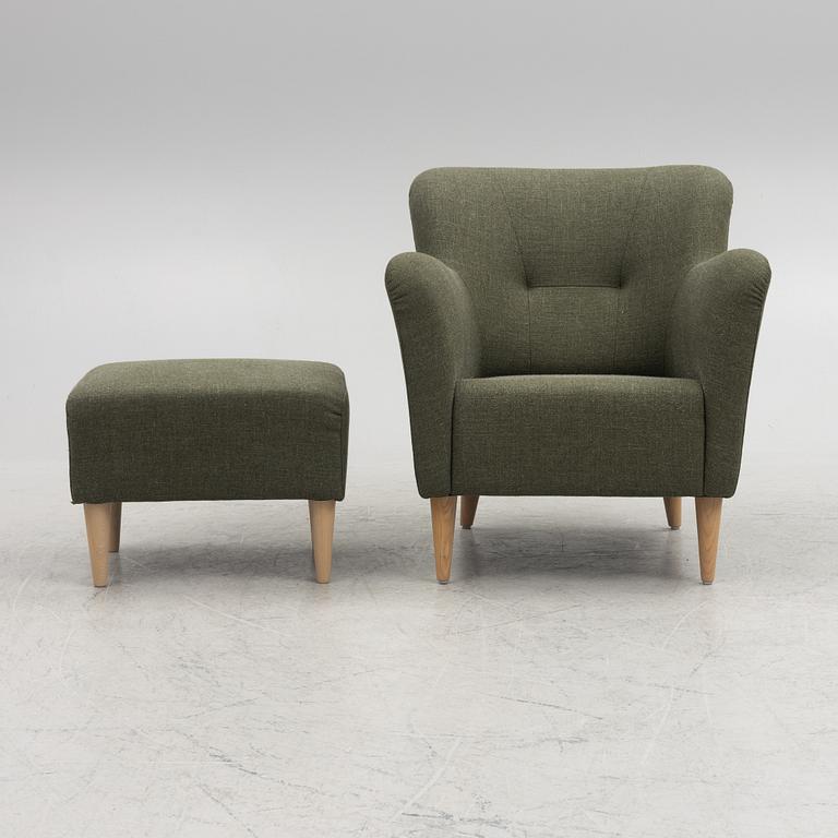 Armchair with footstool, "Nova", Swedese, 2020s.