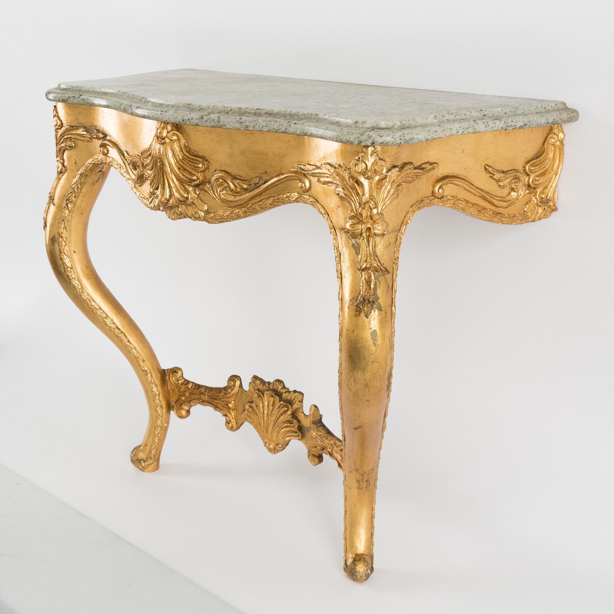 A second half of the 19th century mirror and console table.