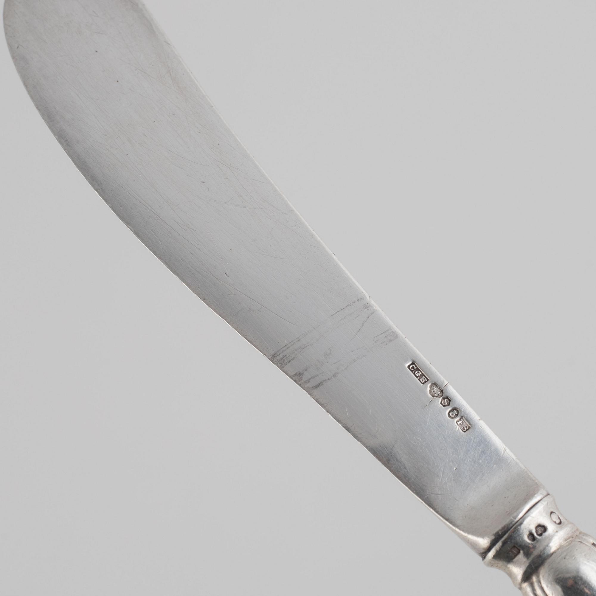 Bestickuppsättning, 78 delar, silver, "Hallbergs Chippendale", CG Hallberg, Stockholm, bl a 1934.