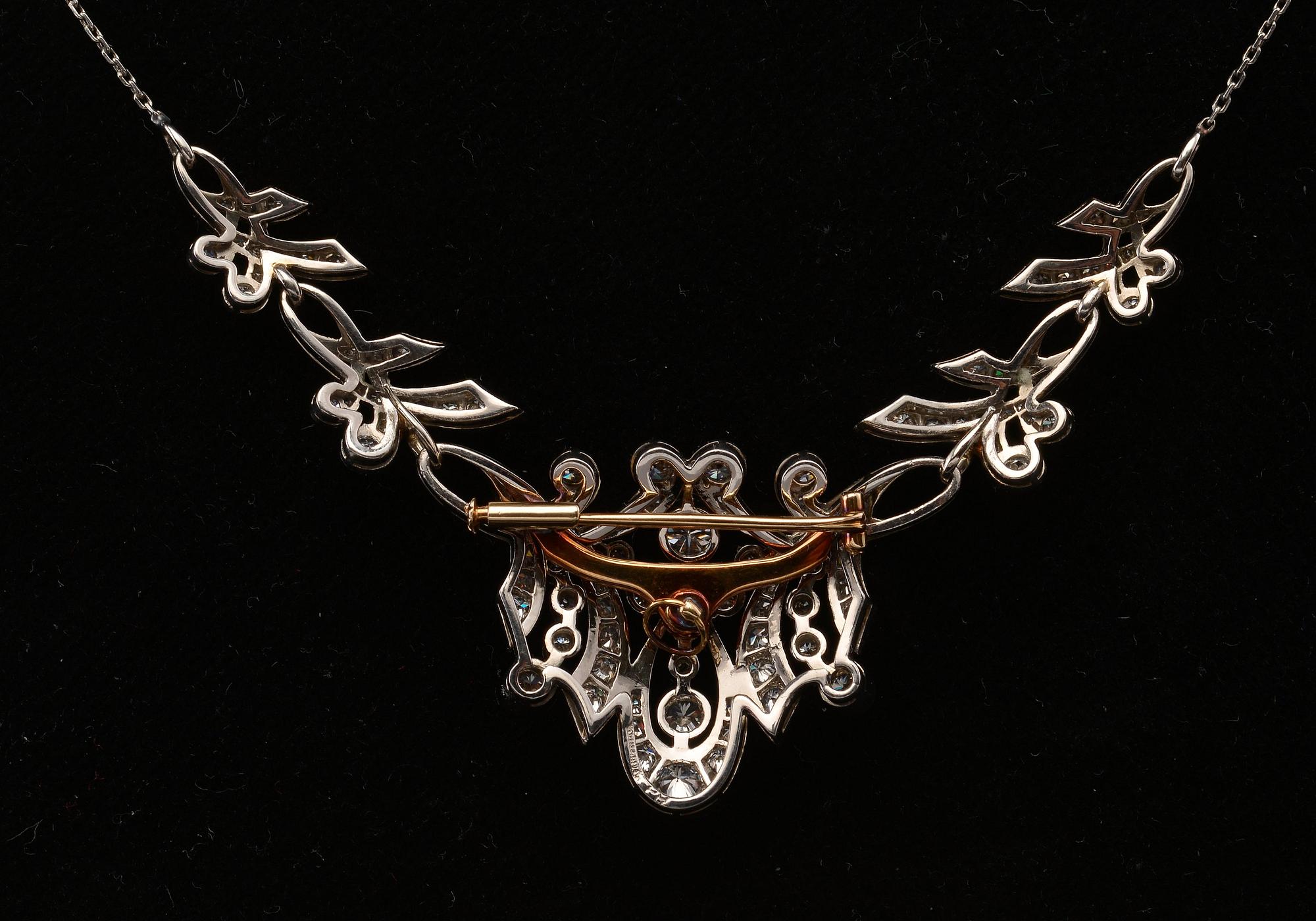 COLLIER, 102 briljant- och 8/8 slipade diamanter ca 3.40 ct. Palladium, platina, guld. Vikt 14,58 g.