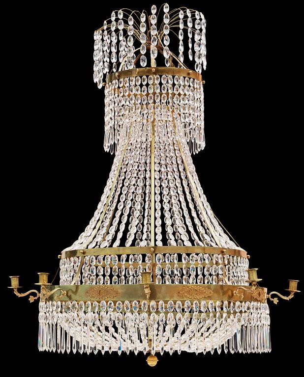 A Swedish Empire 1820/1830's nine-light chandelier.