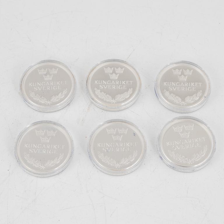 Commemorative coins, 17 pcs, sterling silver, Kingdom of Sweden, Swedish Mint, Eskilstuna.