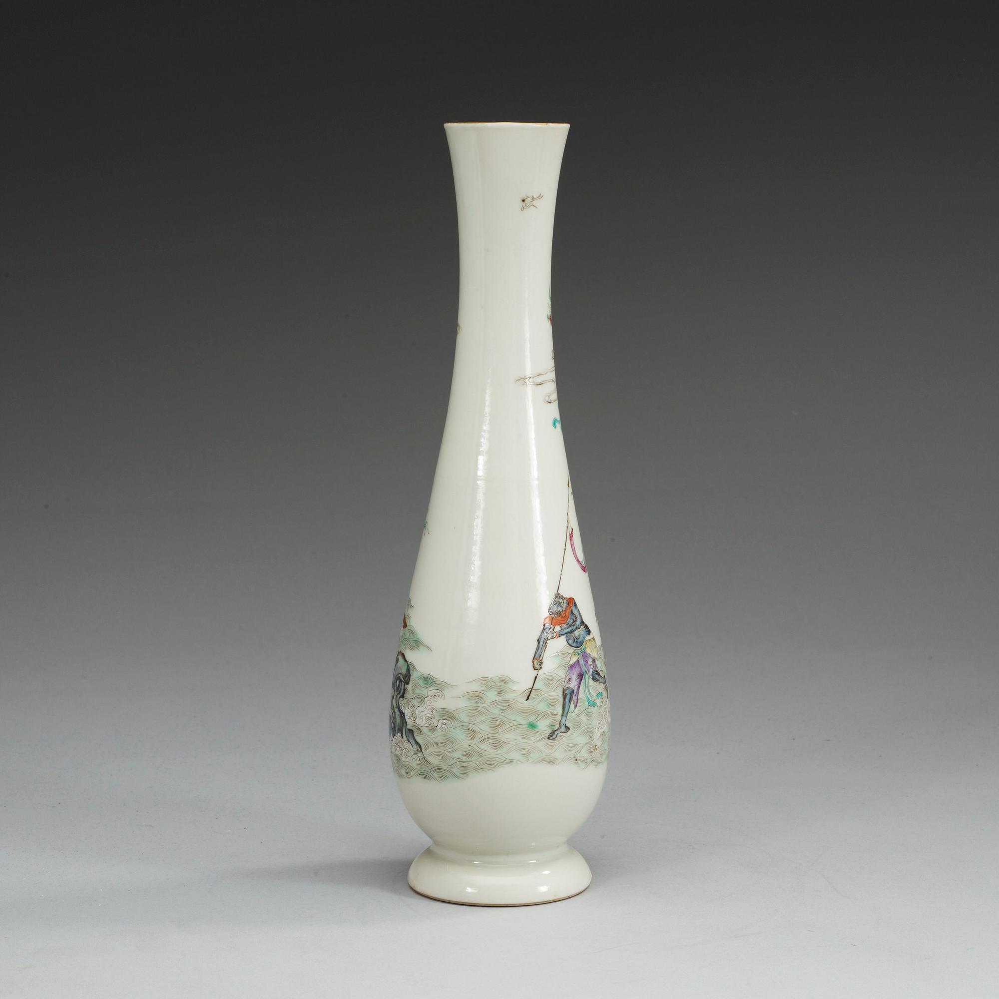 A famille rose vase, Republic, first half of 20th Century with Qianlong seal mark.