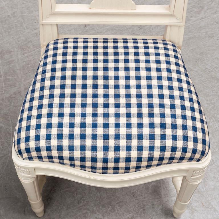 Four Swedish Gustavian style 'Hallunda' dining chairs from IKEA's 18th century collection.