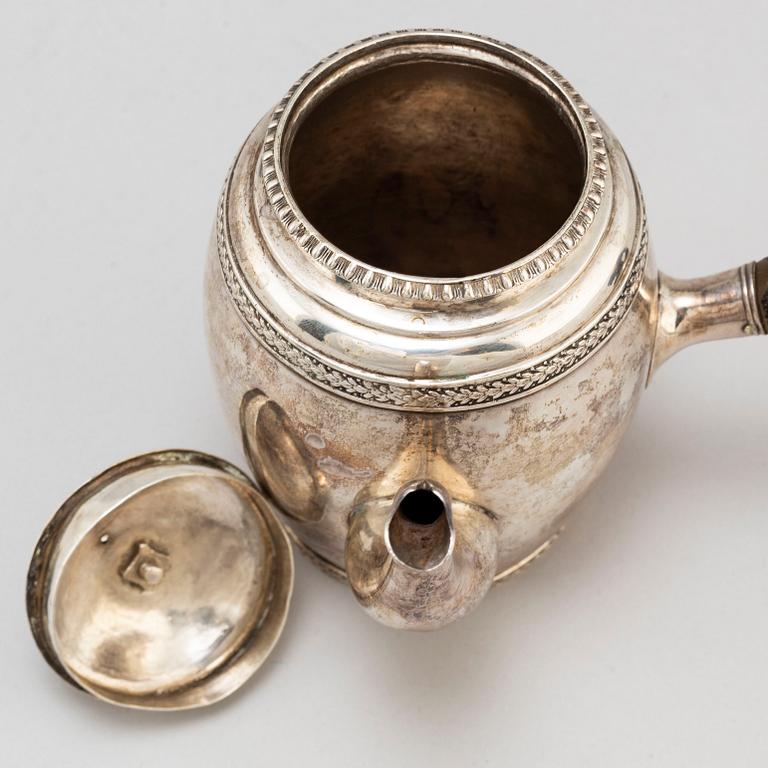 A Swedish Empire small silver coffee pot, Stockholm 1832.