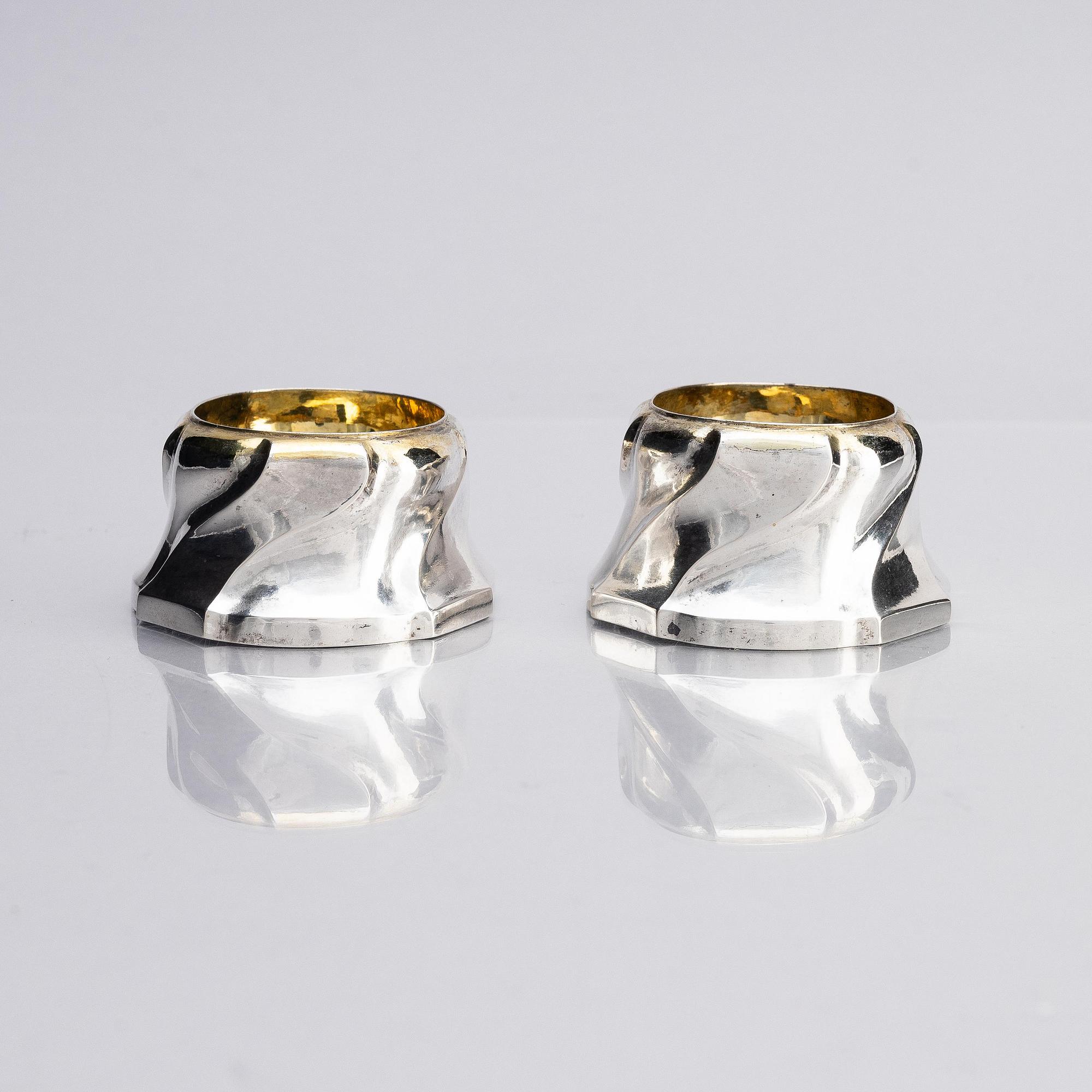 A pair of Swedish 18th century parcel-gilt salt-cellars, marks of Petter Friedrich Moldenhauer, Stockholm 1748.