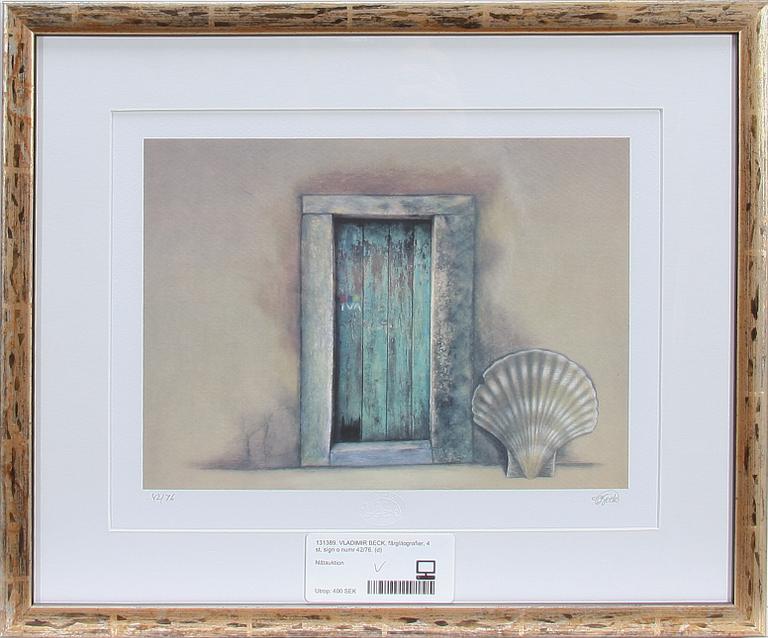 VLADIMIR BECK, färglitografier, 4 st, sign o numr 42/76.