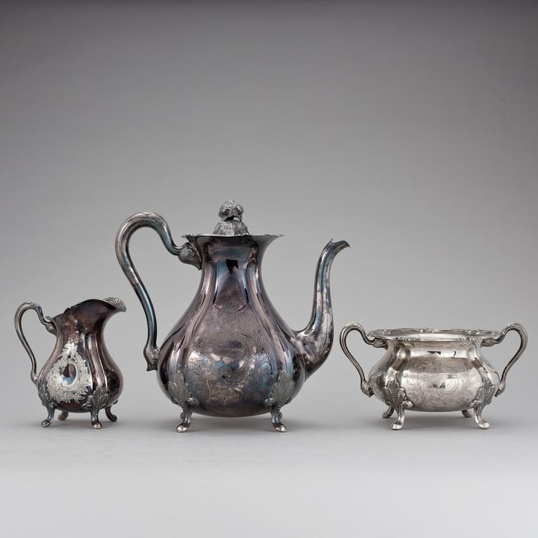KAFFESERVIS, 3 delar, silver, Suomen Kultaseppä, Åbo, Finland, 1938-1939. Vikt ca 1315 g.