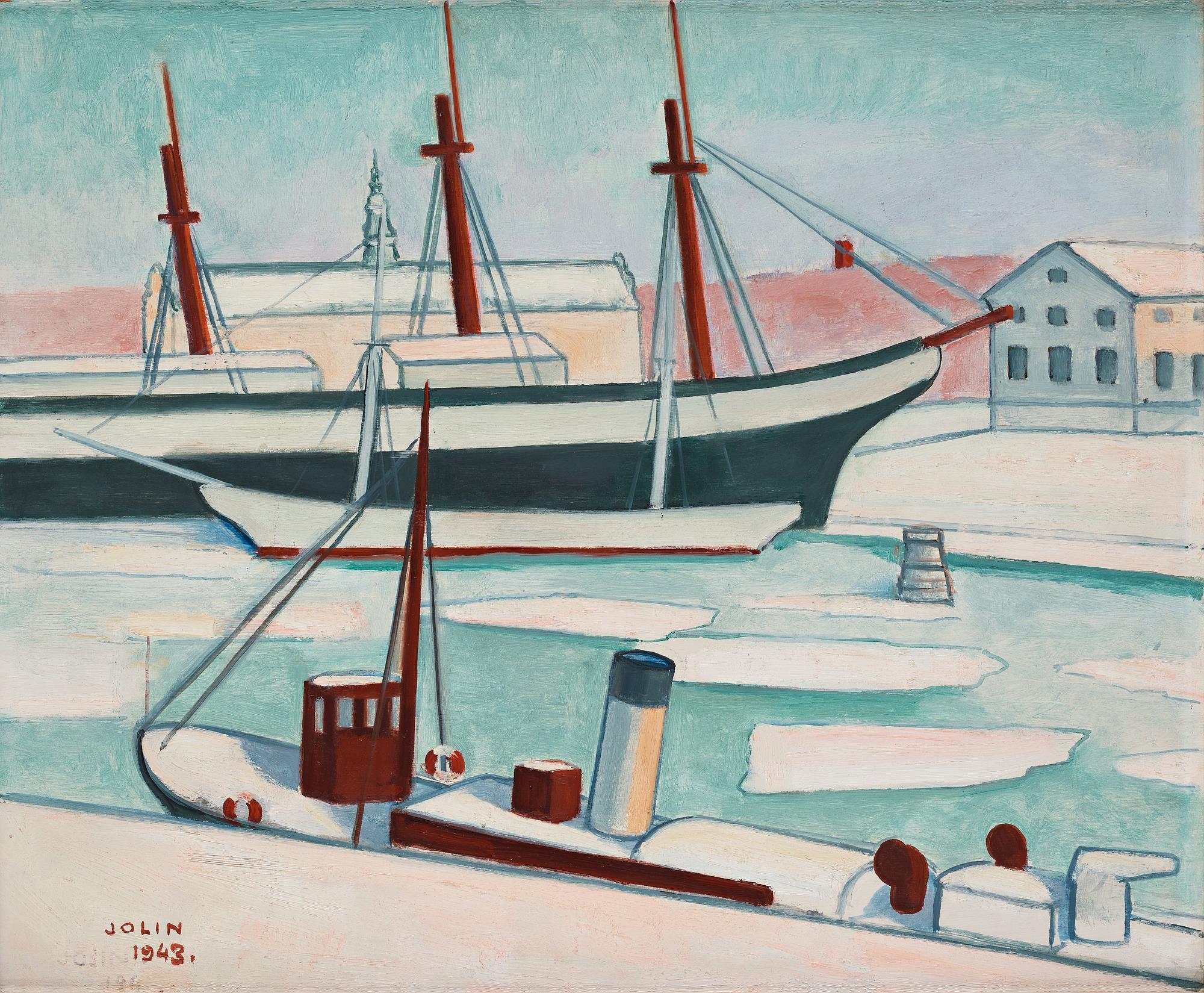 Einar Jolin, Winter at the harbour, Stockholm.