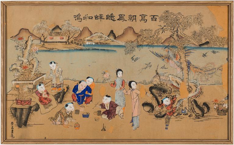 UNKNOWN ARTIST, coloured wood print, east asian.