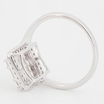 Baguette and brilliant-cut diamond ring.