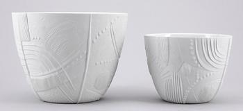 SKÅLAR, 2st, parian, keramik, Bertil Vallien, Rörstrand.