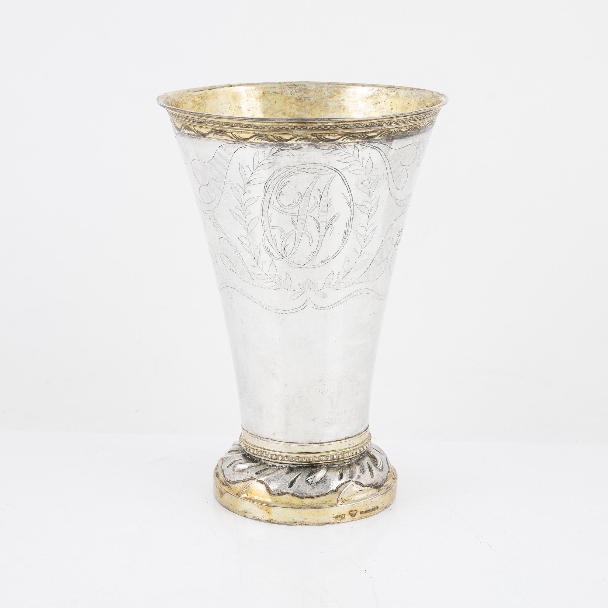 A Swedish Silver Beaker, mark of Olof H Bergström, Uppsala 1820.