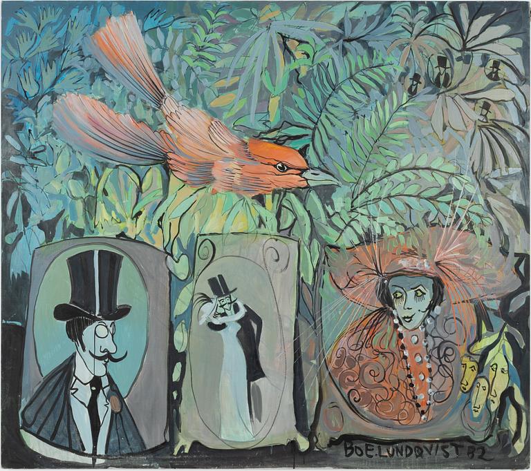 Bo Lundqvist, Komposition med fågel, herre & dam.