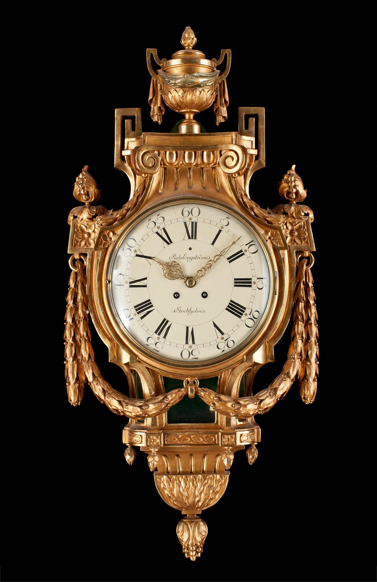 VÄGGPENDYL, gustaviansk stil, märkt Rob. Engström, Stockholm. 1900-talets första hälft.