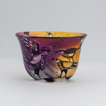 Bertil Vallien, glass bowl, Kosta Boda, unique, Signed and numbered.