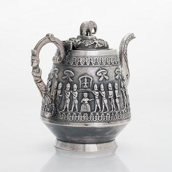 An Indian silver teapot.