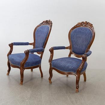 FÅTÖLJER ett par nyrokoko sent 1800-tal.