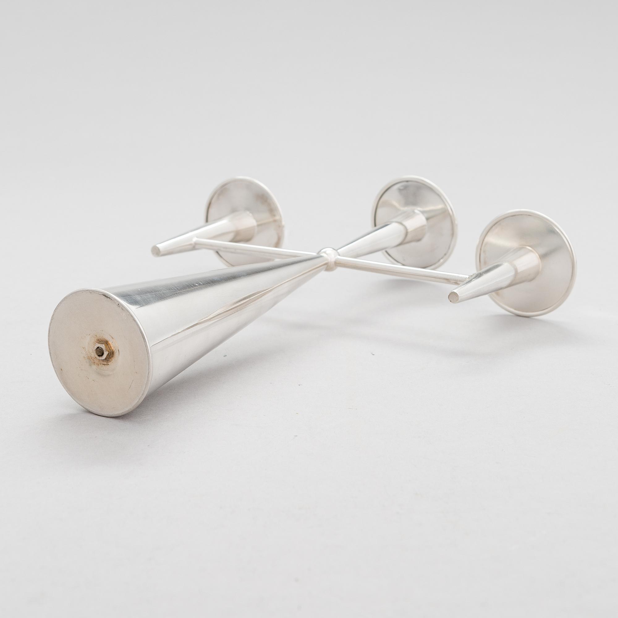 Tapio Wirkkala, Kandelaber TW 202, silver (916), Kultakeskus, Tavastehus 1961.