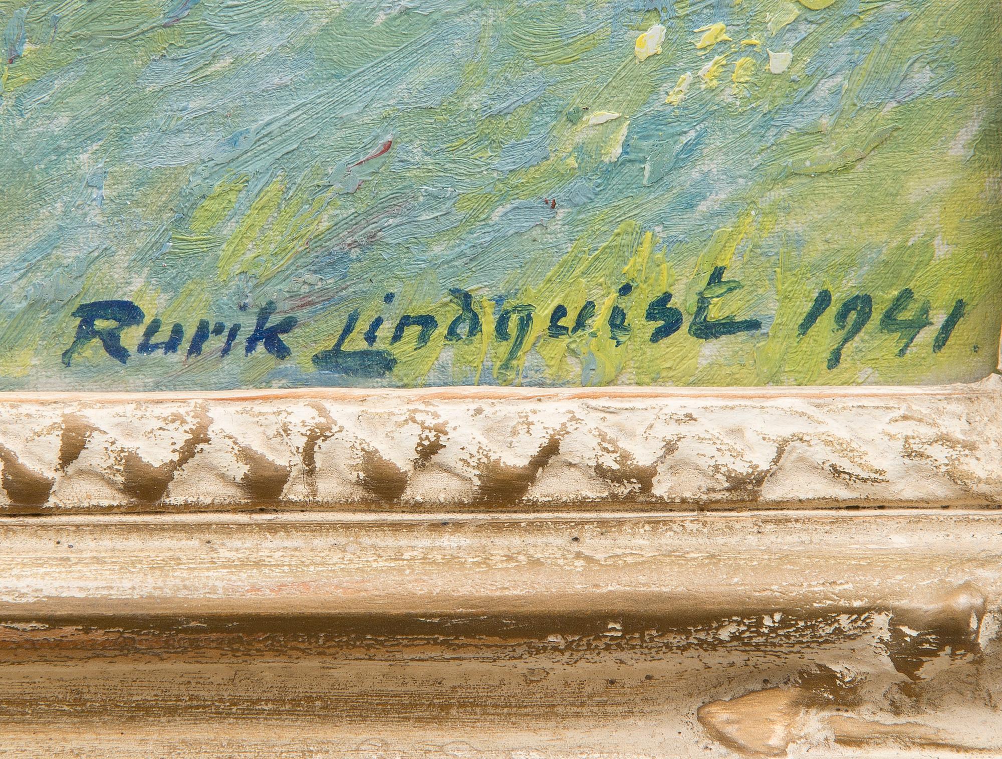 RURIK LINDQUIST, öljy kankaalle, pingotettu levylle, signeerattu ja päivätty 1941.