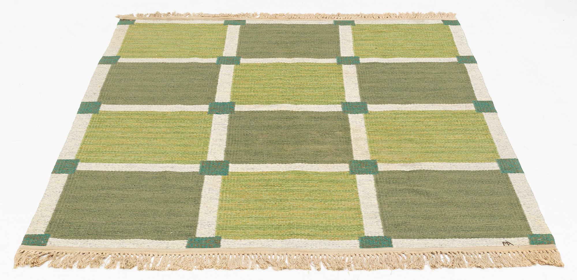 Margareta Åkerberg, matta, rölakan, Gammelstads Handväveri AB, signerad MÅ, 200 x 140 cm.